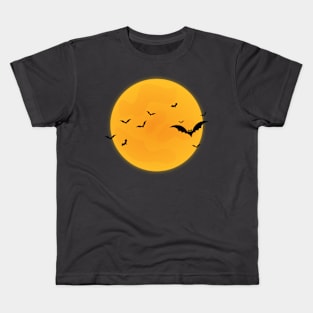 Spooky Moon and Bats Kids T-Shirt